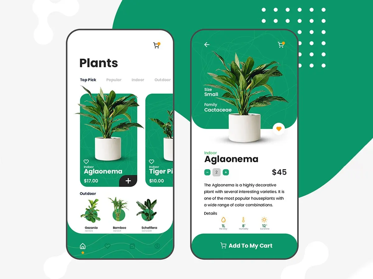 plantshop app ui design template盆栽绿植手机商店app ui设计模板插图1