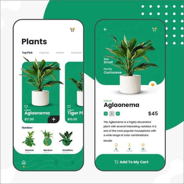 plantshop app ui design template盆栽绿植手机商店app ui设计模板