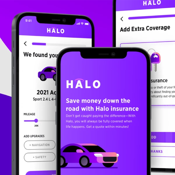 30屏简洁现代汽车保险应用设计套件 Halo - Auto Insurance UI Kit