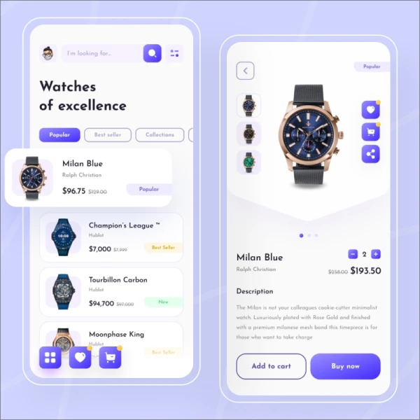 watch store app时尚钟表奢侈品电子商店手机app应用ui界面设计