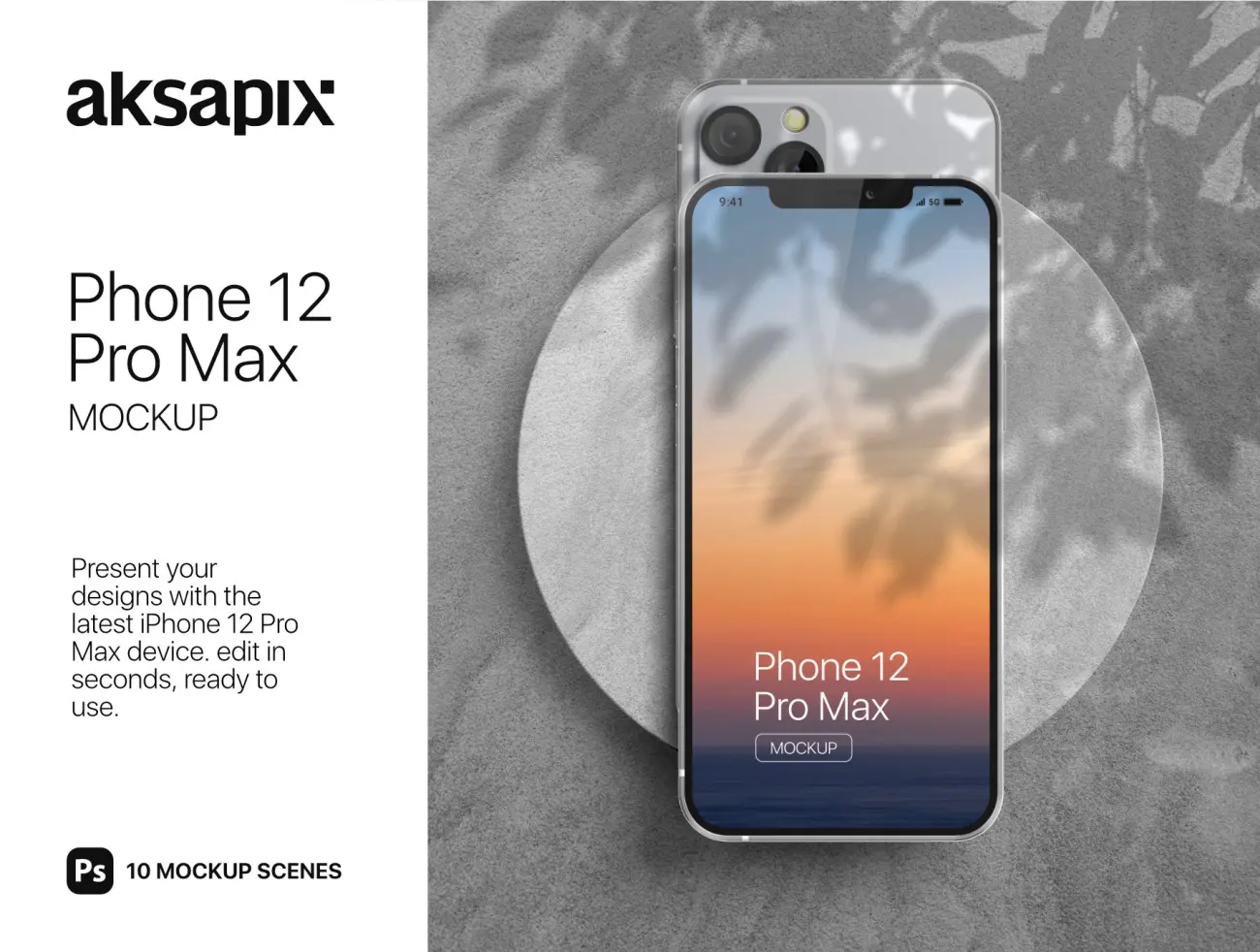10场景iPhone 12 psd样机合集1 iPhone 12 Pro Max Mockup V.01插图1