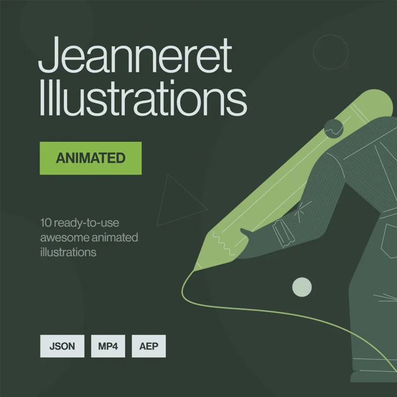 10个预设即用超赞矢量抽象人物办公生活动画插图合集AE模板 Jeanneret Animated Illustrations缩略图到位啦UI