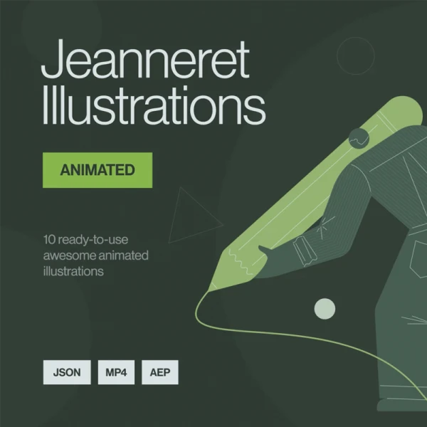 10个预设即用超赞矢量抽象人物办公生活动画插图合集AE模板 Jeanneret Animated Illustrations