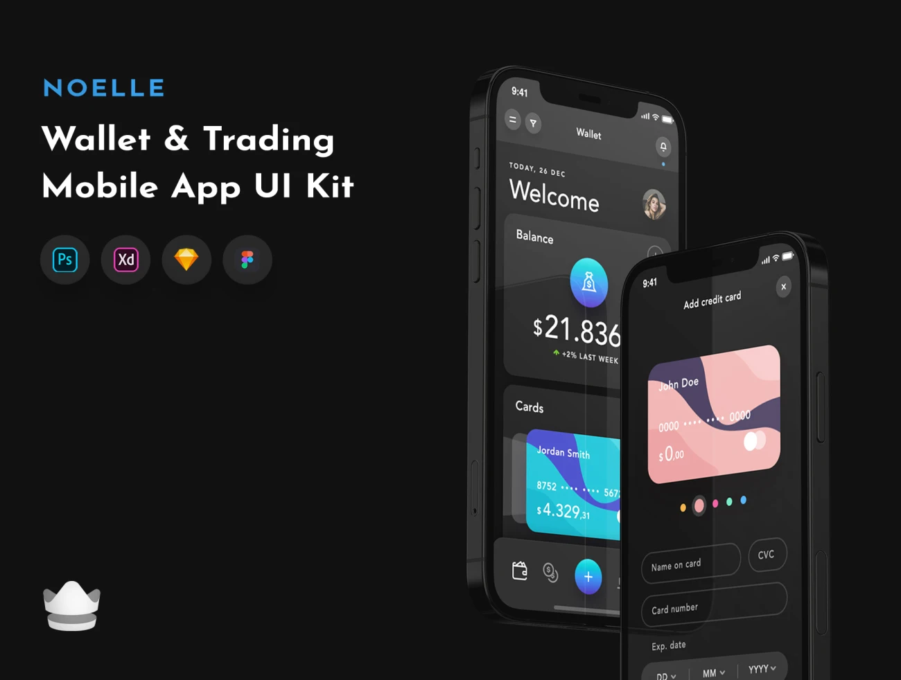 60屏250+精美钱包元素电子货币金融交易用户界面工具包 Noelle App UI Kit插图3
