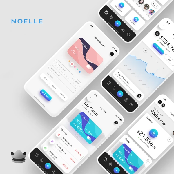 60屏250+精美钱包元素电子货币金融交易用户界面工具包 Noelle App UI Kit