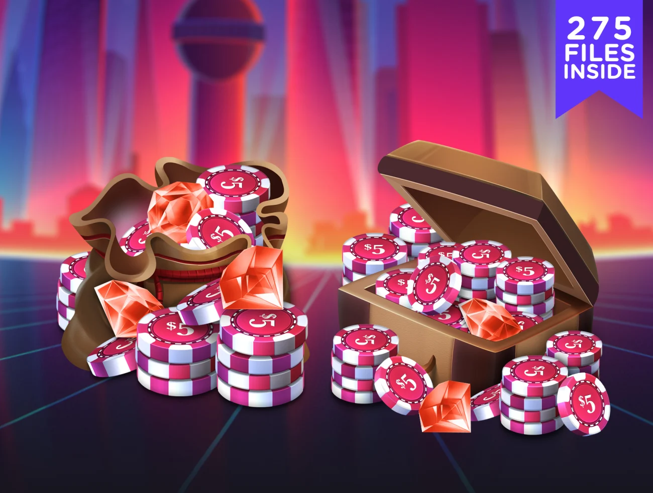 30款5元红色筹码3D动画图标合集 Poker Chip Pack 4插图11