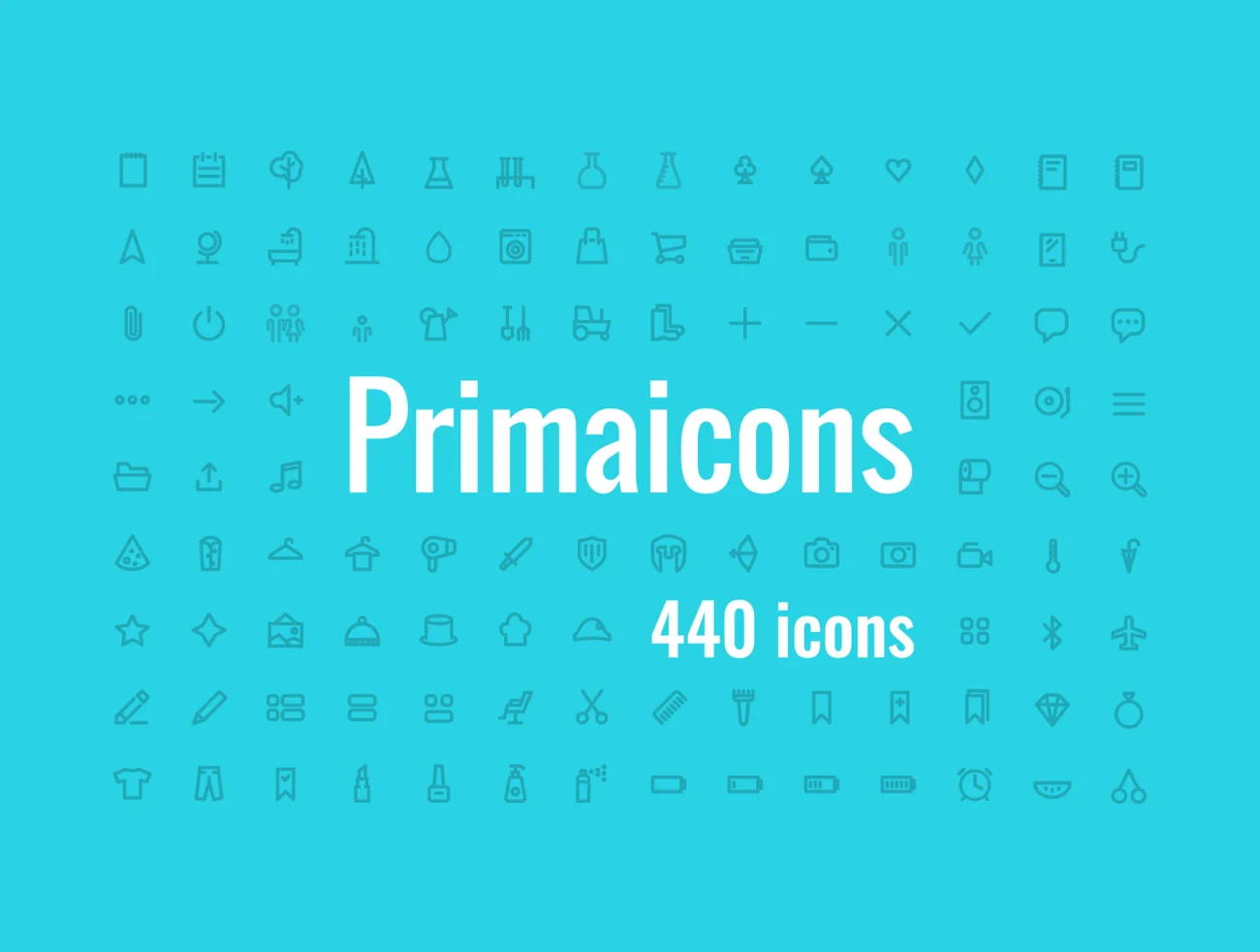 440款常用线性字体图标合集 Primaicons Icon Set插图1
