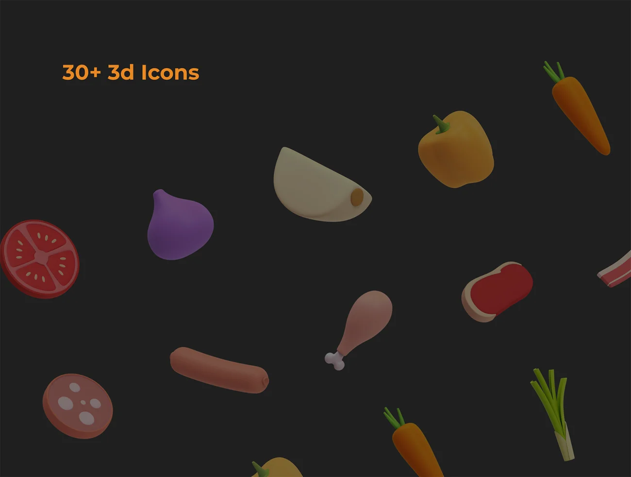30款蔬菜水果烹饪食品3D图标 Reebie 3D Groceries & Cooking Pack插图13
