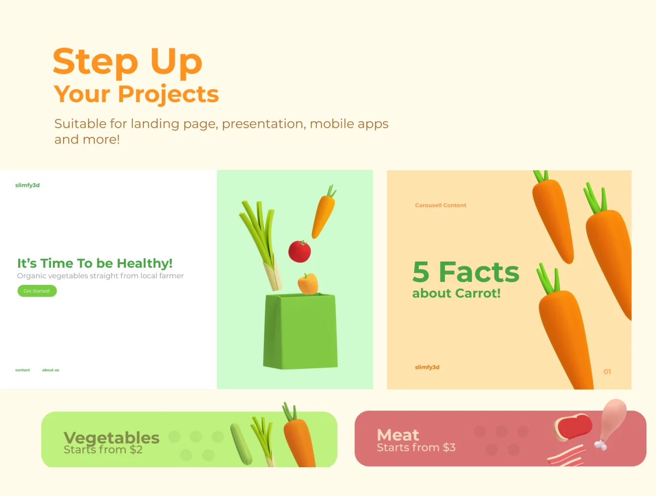 30款蔬菜水果烹饪食品3D图标 Reebie 3D Groceries & Cooking Pack插图3