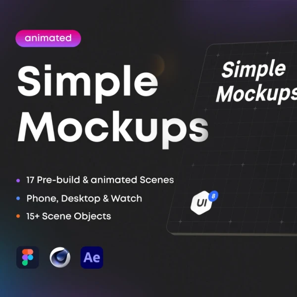 17套预设手机平板电脑手表动态样机展示包 Simple Mockups 2.0
