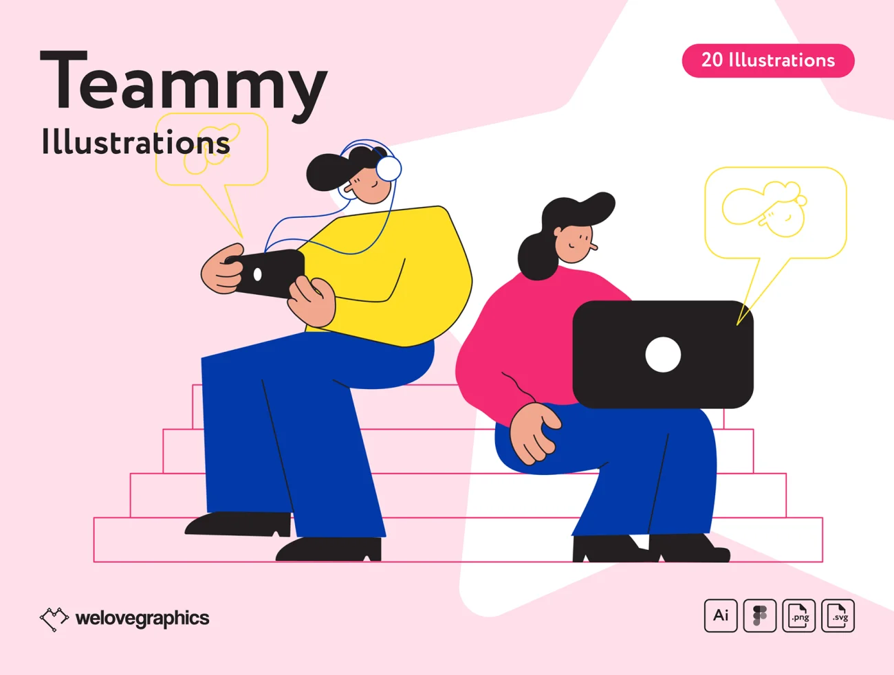 20个现代时尚风格团队合作矢量插图 Teammy – Teamwork illustrations插图1