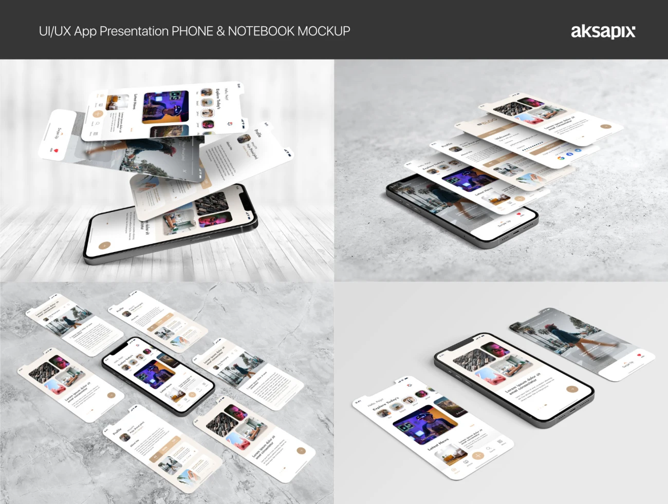 15套多角度手机笔记本智能样机iPhone12 MacBook集合包 UI_UX App Presentation – Phone & Notebook Mockup插图11