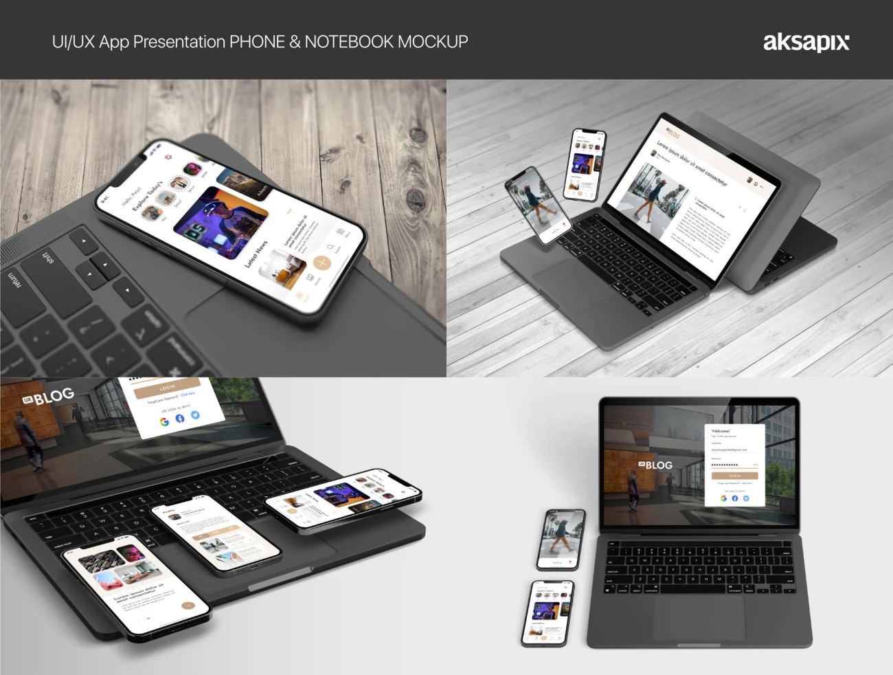 15套多角度手机笔记本智能样机iPhone12 MacBook集合包 UI_UX App Presentation – Phone & Notebook Mockup插图13
