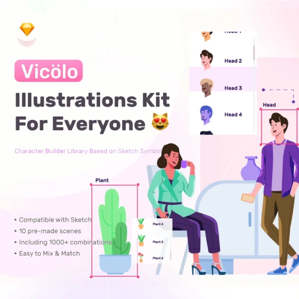 12款预制场景矢量人物角色模块化插画生成器 Vicolo Illustrations Kit
