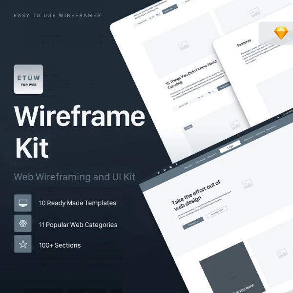 10套PC无线端Web线框工具包 Web Wireframes Kit (Desktop and Mobile)