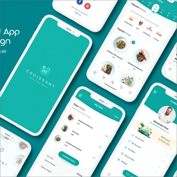 minimal food delivery app简约美食点餐外卖应用UI设计套件