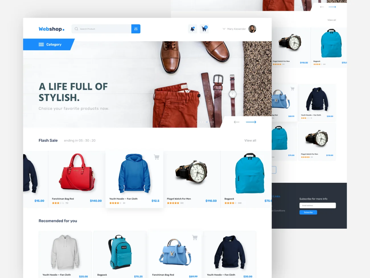 webshop e-commerce website design concept服饰电商在线网购web模板设计套件插图1