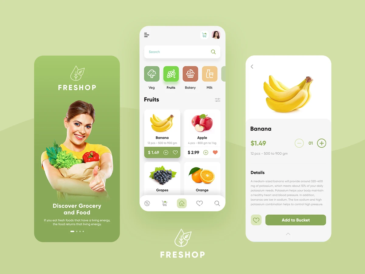 生鲜水果蔬菜日用品采购应用UI设计界面 grocery app插图1