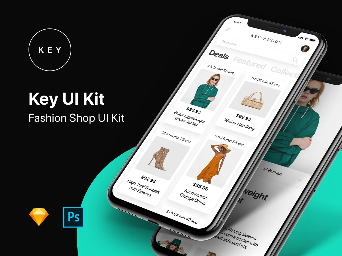 时尚服饰饰品电子商务手机UI应用设计模板 key fashion shop ui kit插图1