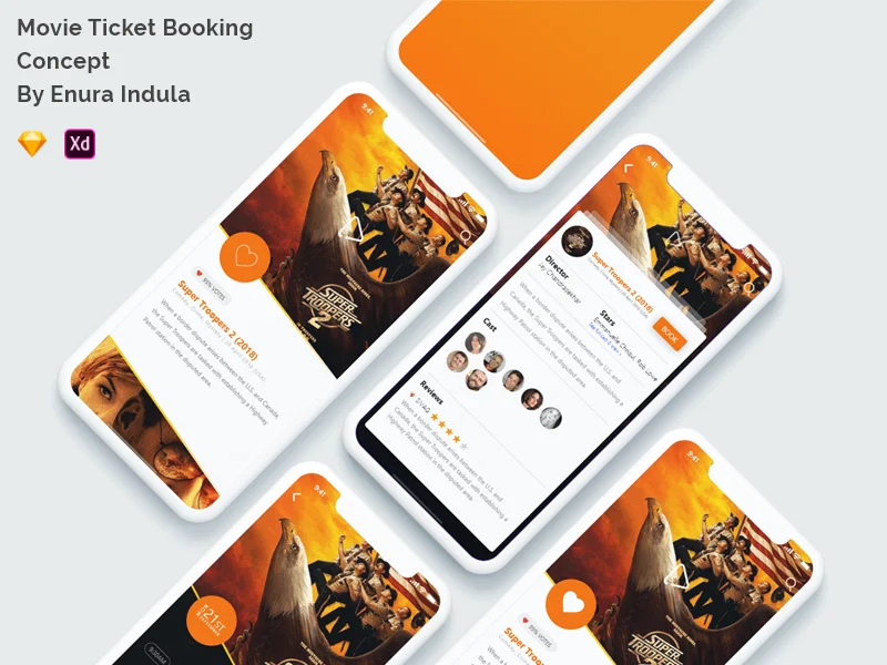 电影票手机购票应用设计套件 movie ticket booking app插图5