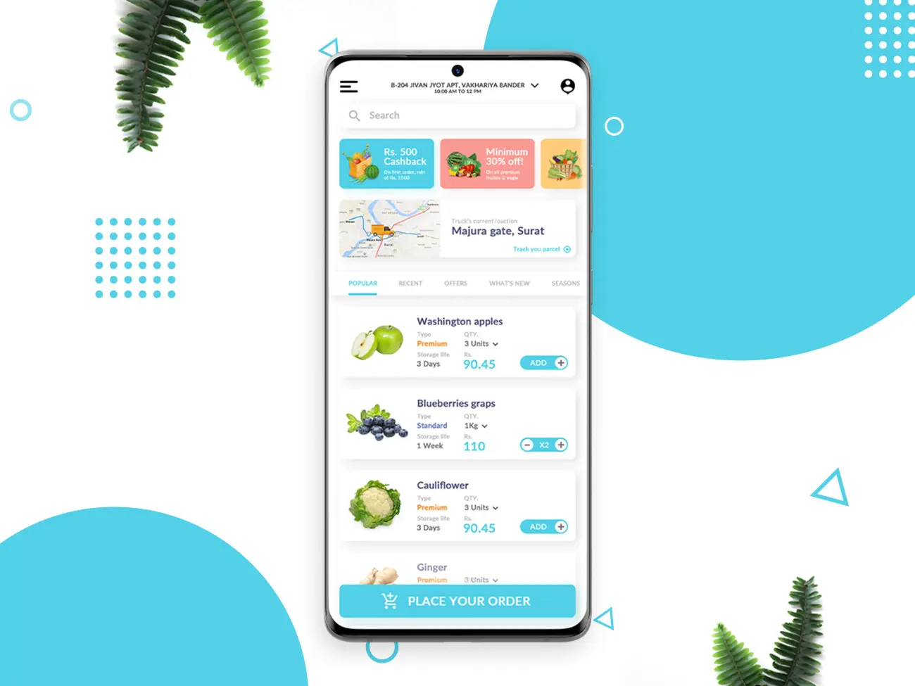 在线生鲜水果网购日生活用百货采购应用UI素材 online grocery shopping app ui design插图1