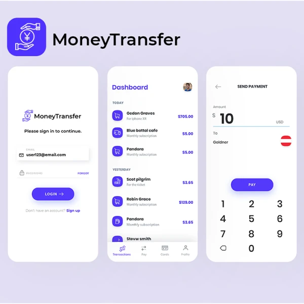货币兑换手机应用ui界面设计素材 online money transfer app