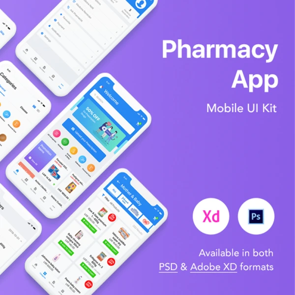 在线药店手机应用UI设计套件 pharmacy mobile application ui kit