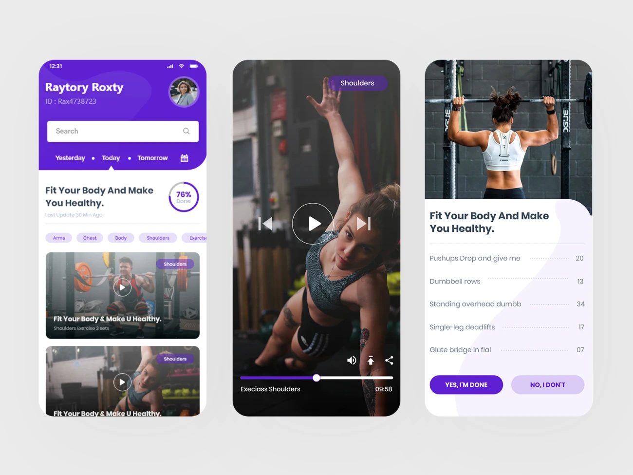 健身跑步应用减肥塑性增肌视频教程运动建议手机应用UI设计套件 physical training app插图1