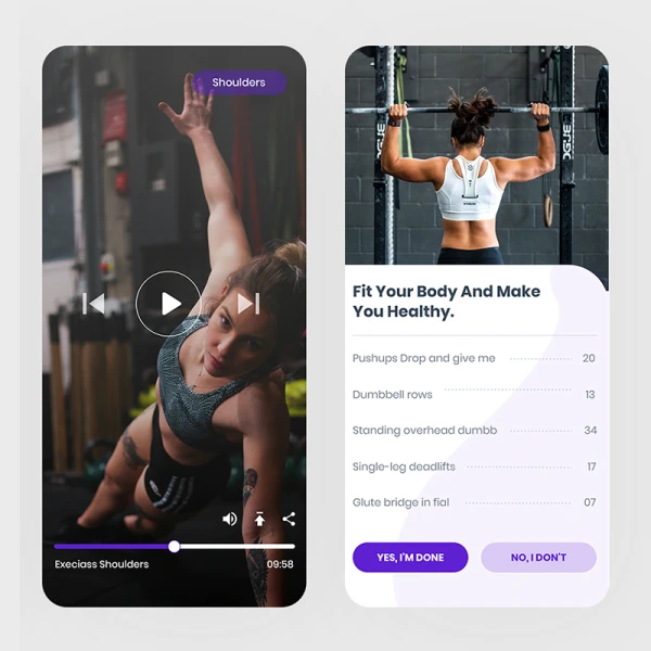 健身跑步应用减肥塑性增肌视频教程运动建议手机应用UI设计套件 physical training app