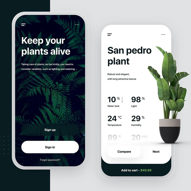 植物数字化养殖智能养花手机应用UI设计素材 plant app缩略图到位啦UI