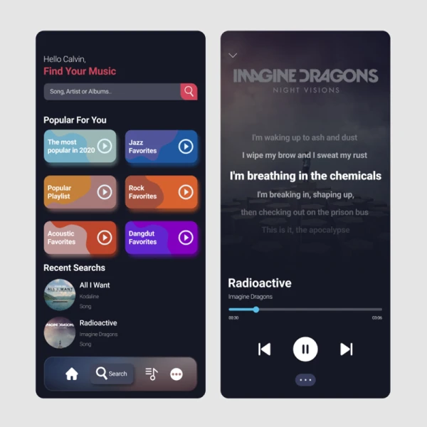 听音识曲应用重构音乐应用UI设计模板 shazam music apps redesign