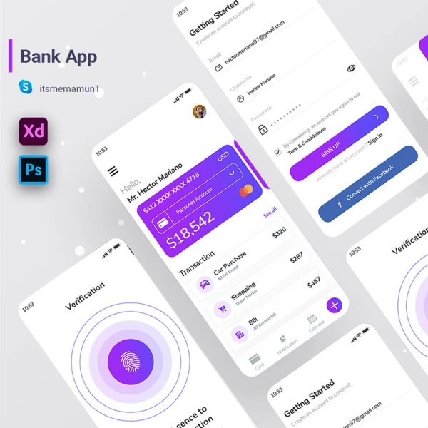 12屏ios金融理财应用设计套件banking wallet ios app ui