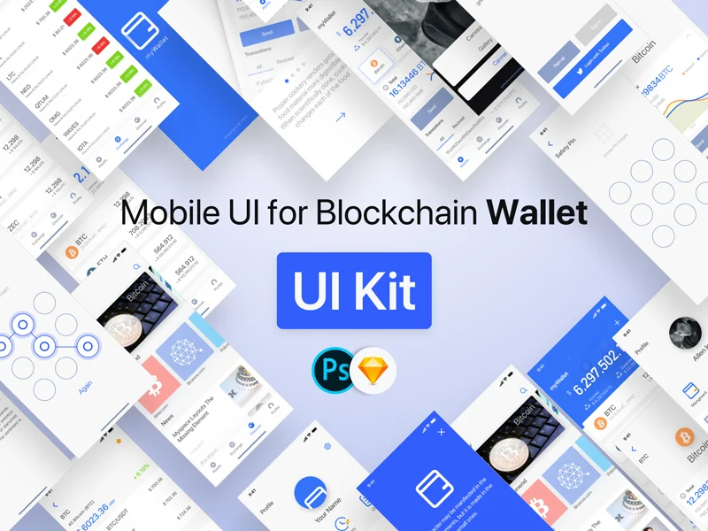 区块链电子钱包理财手机应用设计套件blockchain wallet moblie app ui kit carefully craf插图1