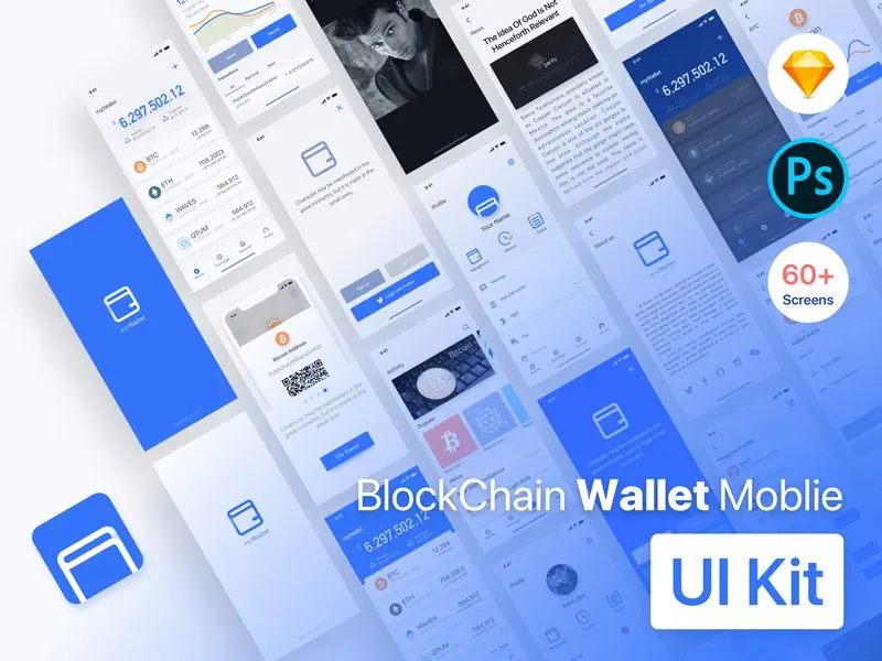 区块链电子钱包理财手机应用设计套件blockchain wallet moblie app ui kit carefully craf插图3