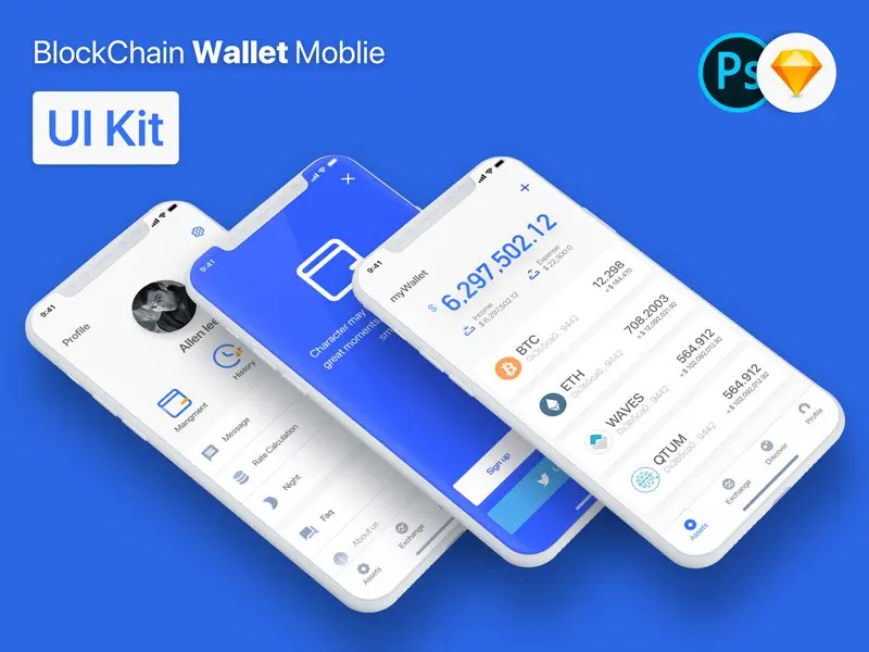 区块链电子钱包理财手机应用设计套件blockchain wallet moblie app ui kit carefully craf插图5