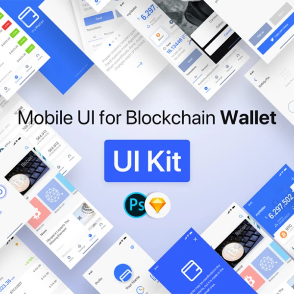 区块链电子钱包理财手机应用设计套件blockchain wallet moblie app ui kit carefully craf