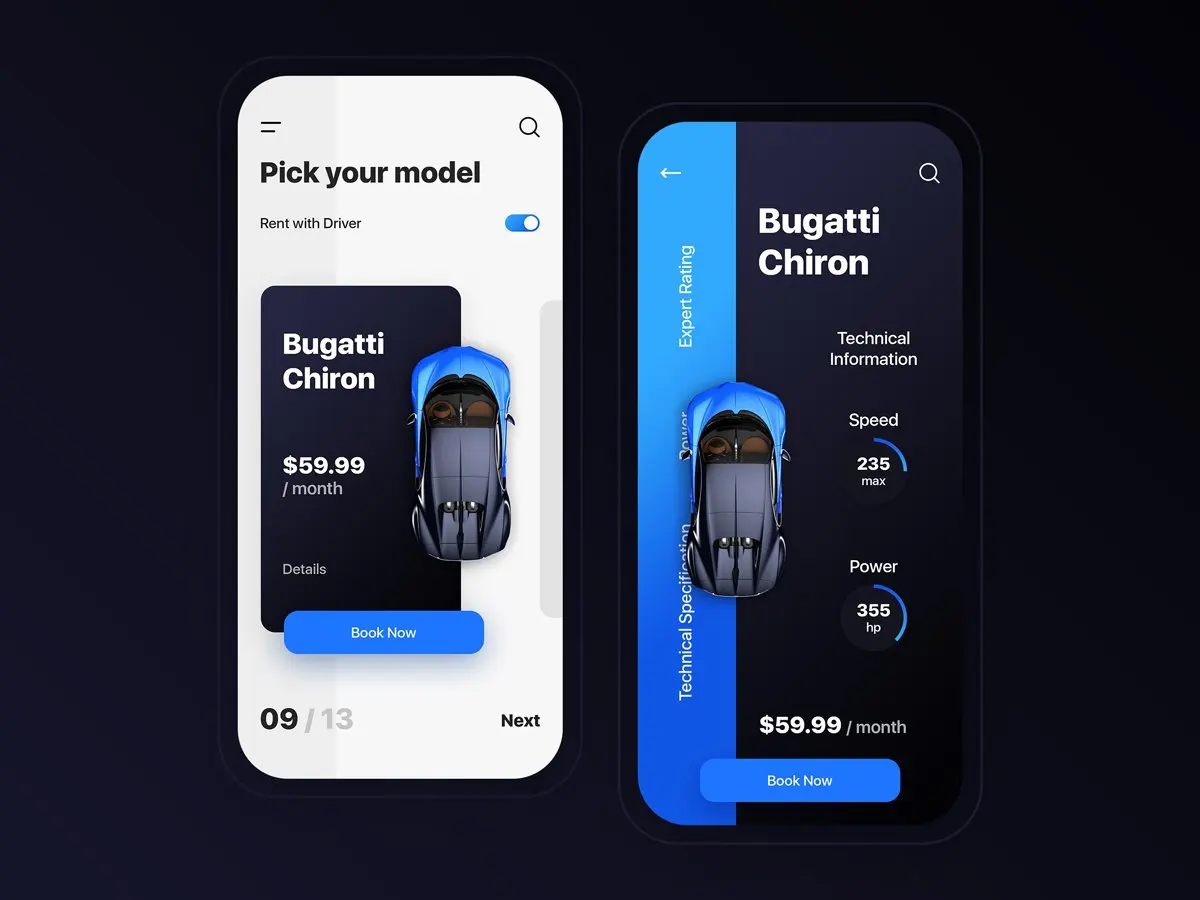 租车应用UI创意界面设计模板car rental app插图1