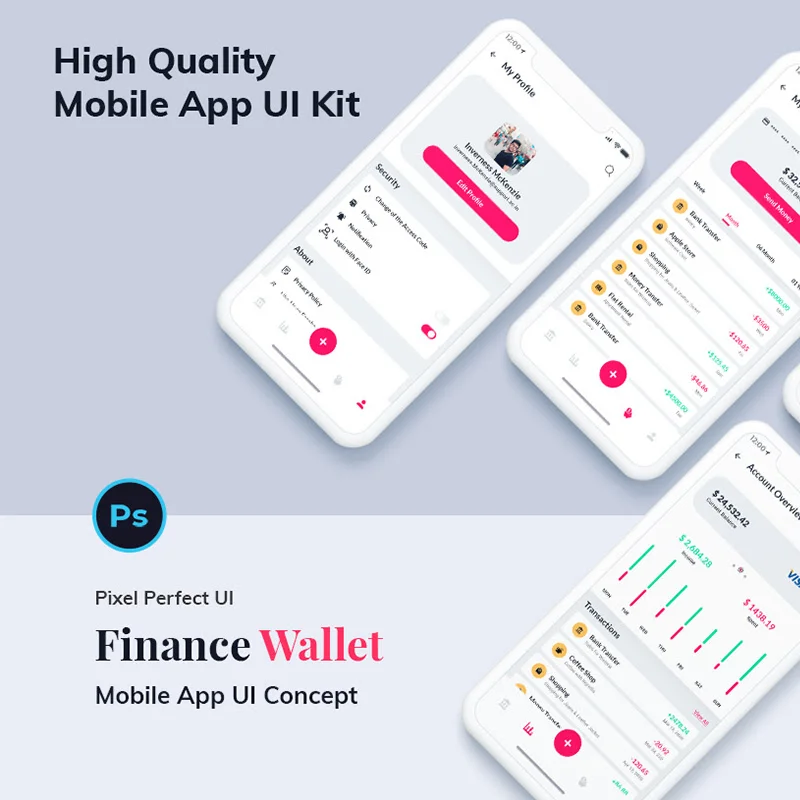 金融理财电子钱包手机应用ui套件浅色版finance wallet mobile app ui kit light version插图13