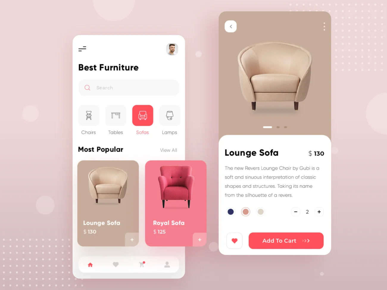 家居家具网购应用UI展示模板furniture mobile app插图1