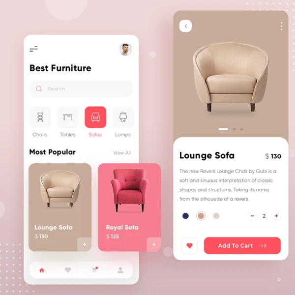 家居家具网购应用UI展示模板furniture mobile app