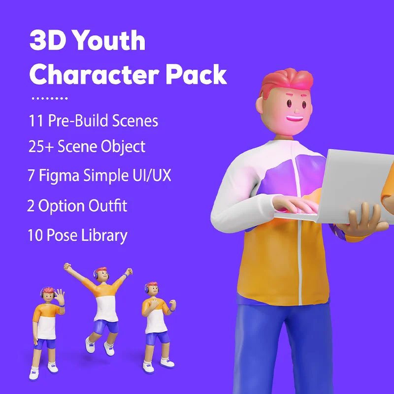 14个青年角色娱乐生活相关3D图标插图包 3D Web Illustration - Youth Character Pack缩略图到位啦UI
