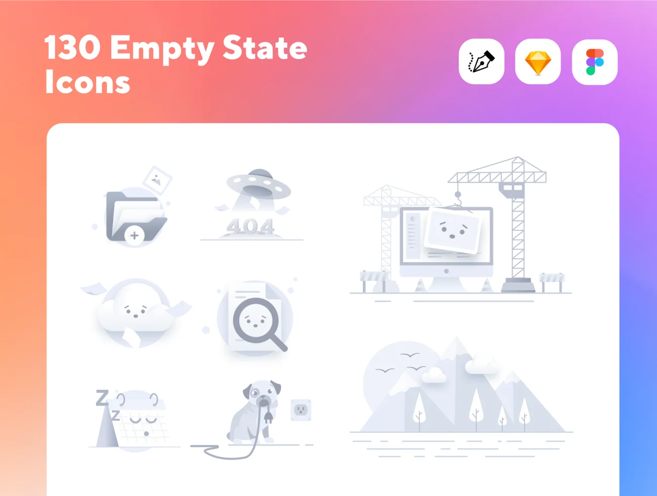 130个空状态错误状态页图标插图 130 Empty State Icons插图1