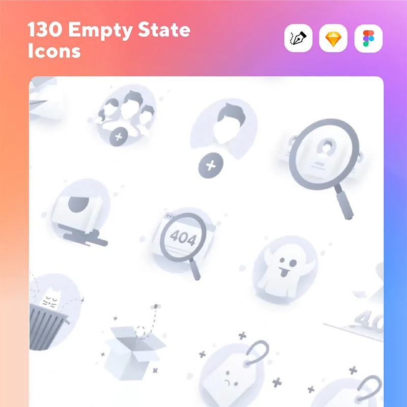 130个空状态错误状态页图标插图 130 Empty State Icons缩略图到位啦UI