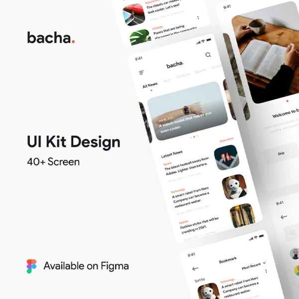 40屏高质量新闻ios应用UI套件 Bacha - News App UI Kit