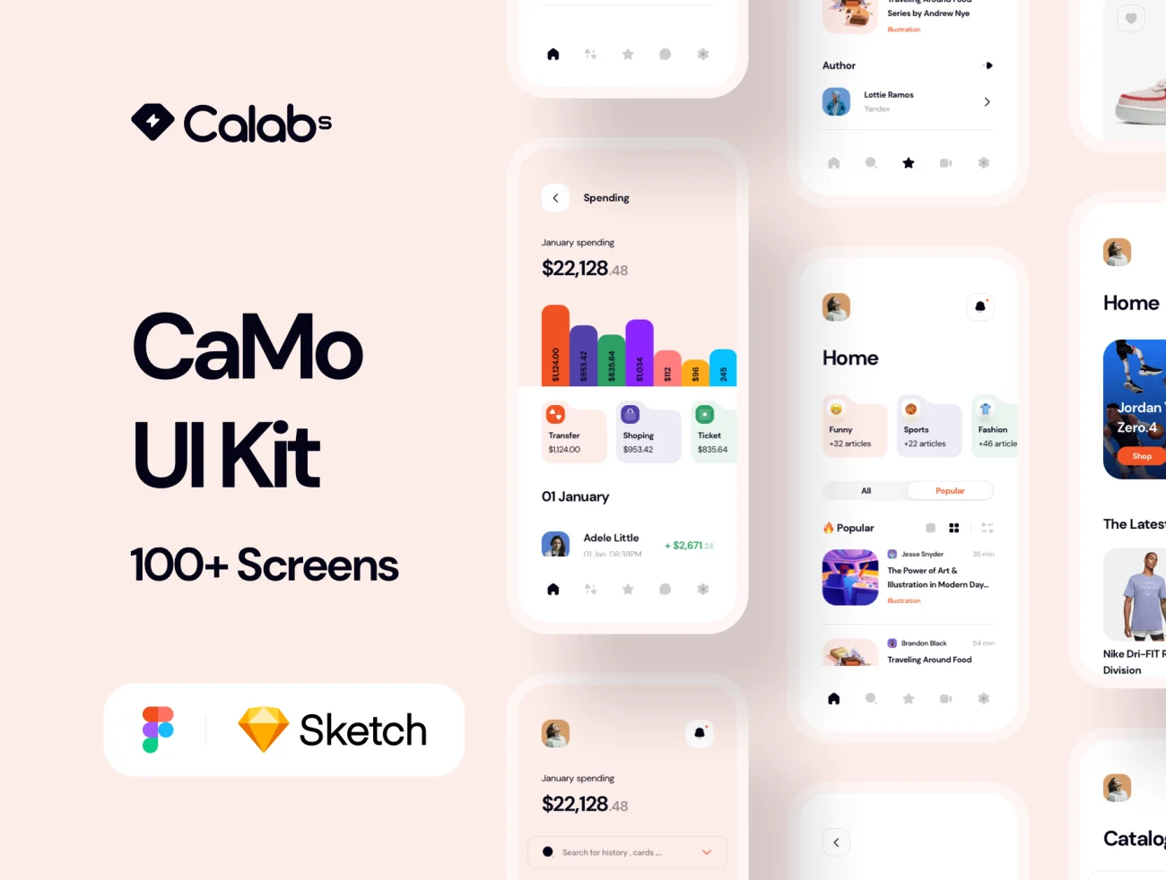 100屏社交网购电商地图金融理财应用设计套件 CaMo UI Kit插图1