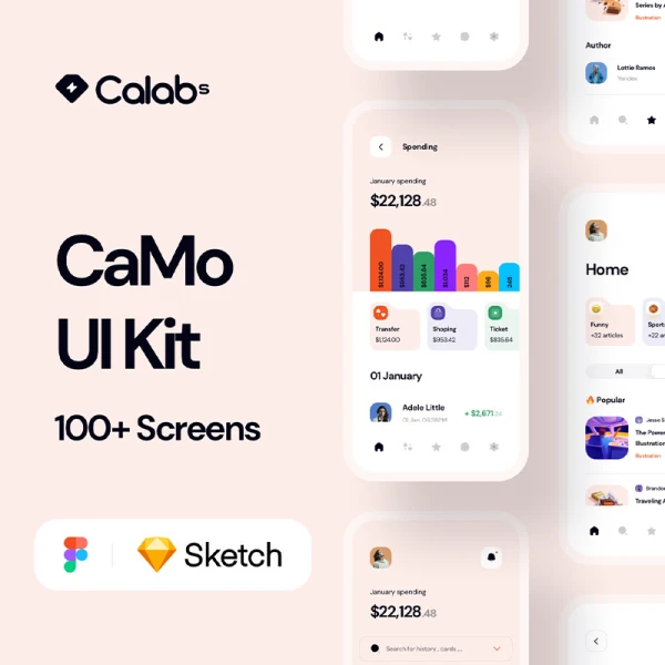 100屏社交网购电商地图金融理财应用设计套件 CaMo UI Kit