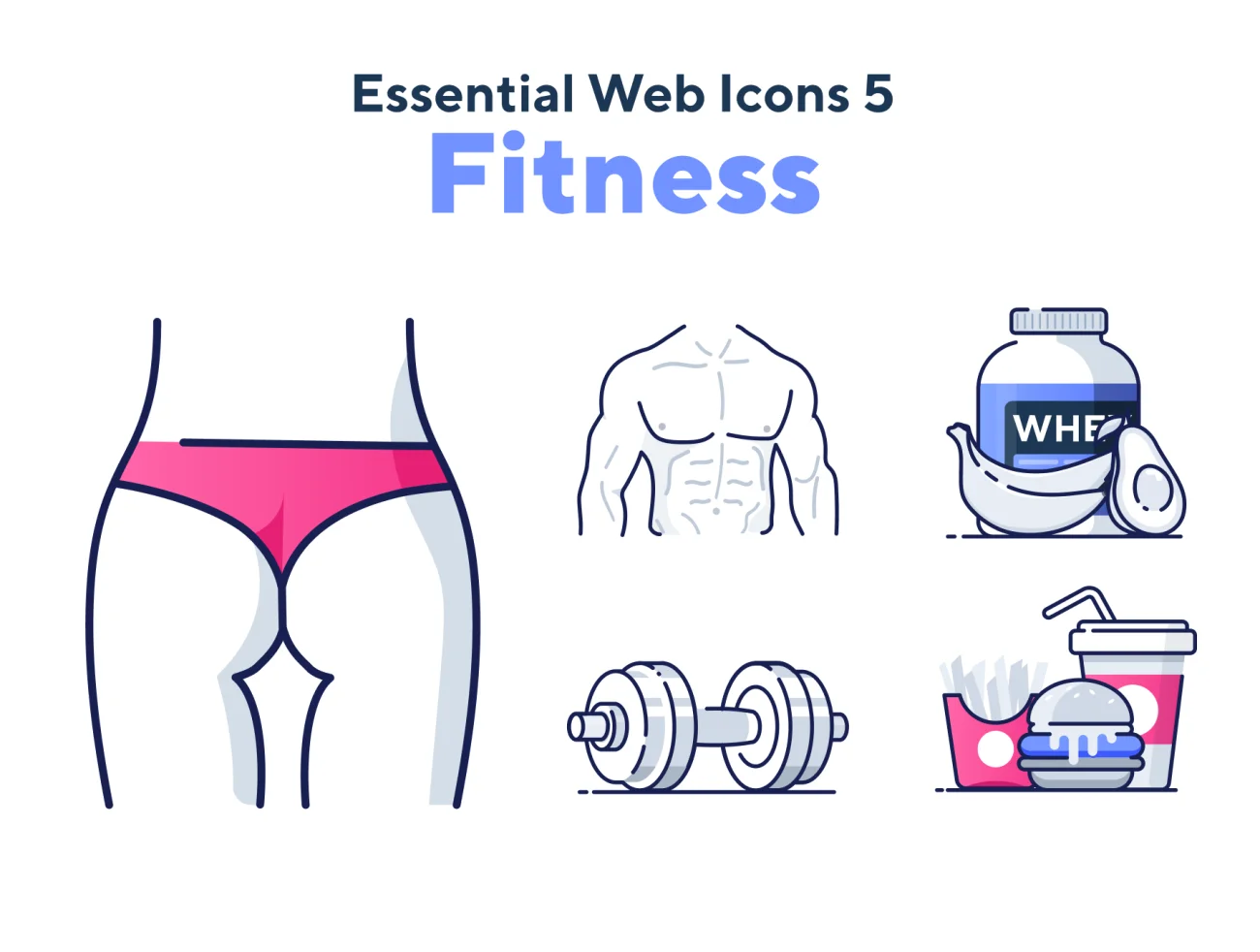 150个健身房锻炼运动器械设备网页应用必备图标 Essential Web Icons Volume 5插图1