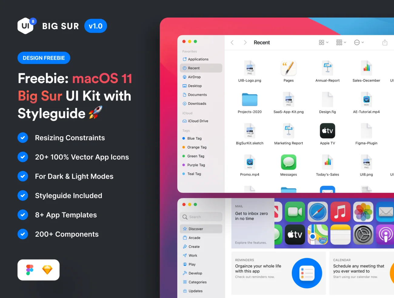 苹果系统UI界面样式库设计套件包 macOS Big Sur UI Kit figma插图1