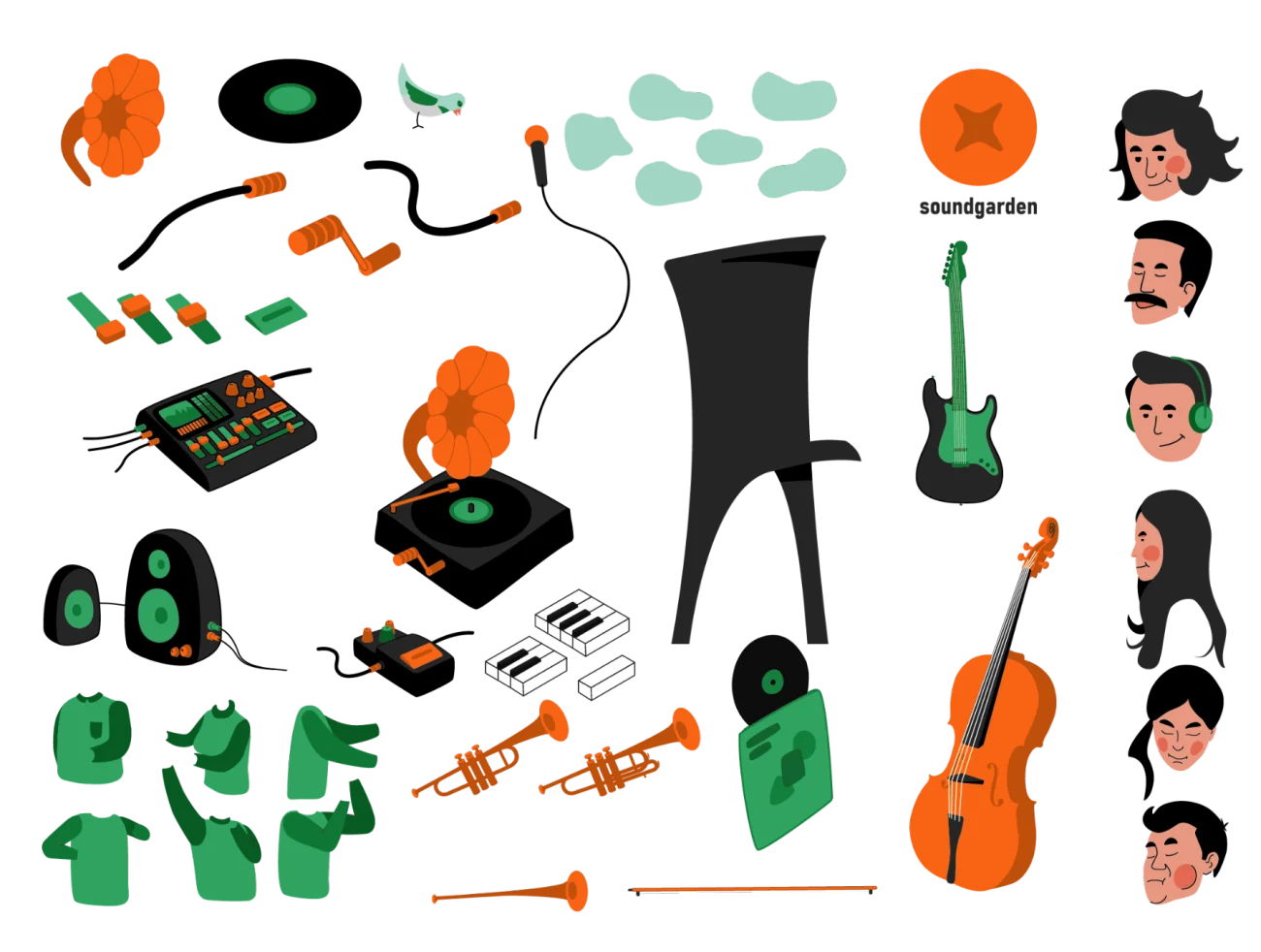 12款现代扁平化人物演奏音乐插图素材 Music illustrations插图13