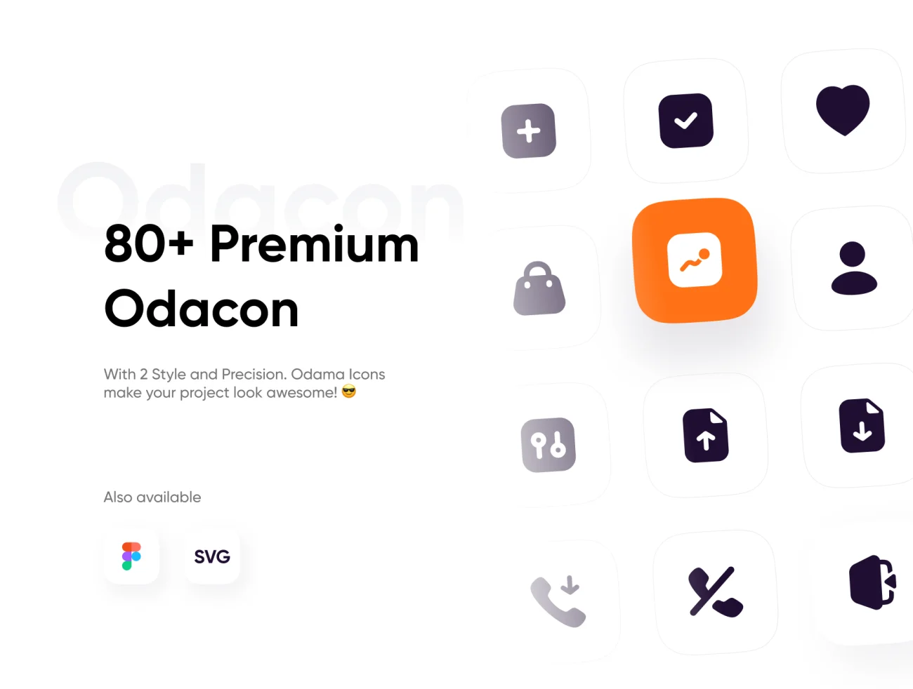 80个高级圆角通用线性图标 Odacon Premium Icons插图3
